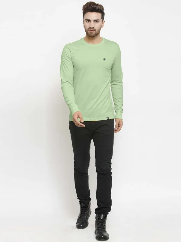 Sea_Green_Cotton_Round_Neck_Full_Sleeves_T-Shirt_For_Men_-_Pack_Of_1