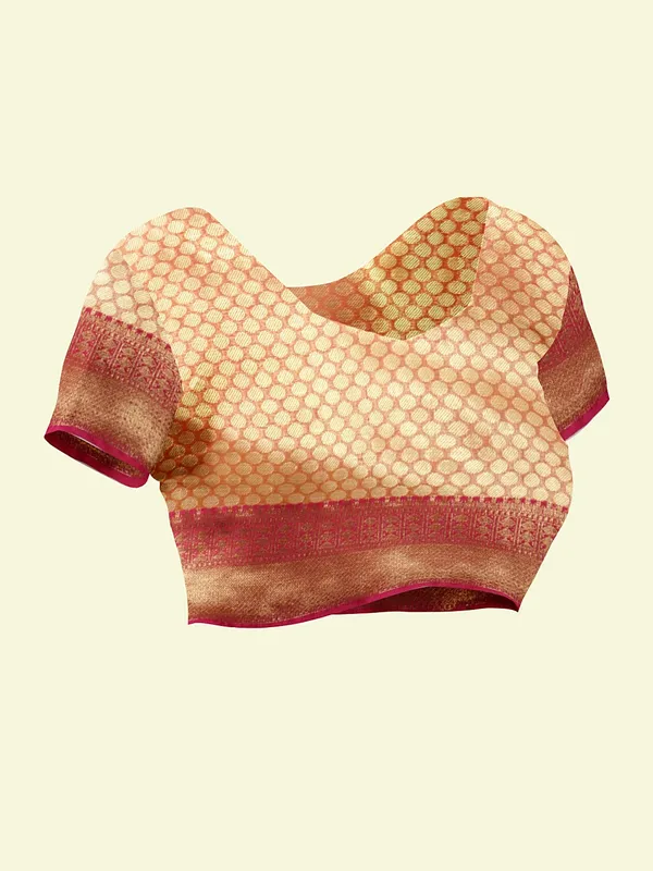Peach_Matka_Silk/Silk_Blend_Banarasi_Sarees_For_Women