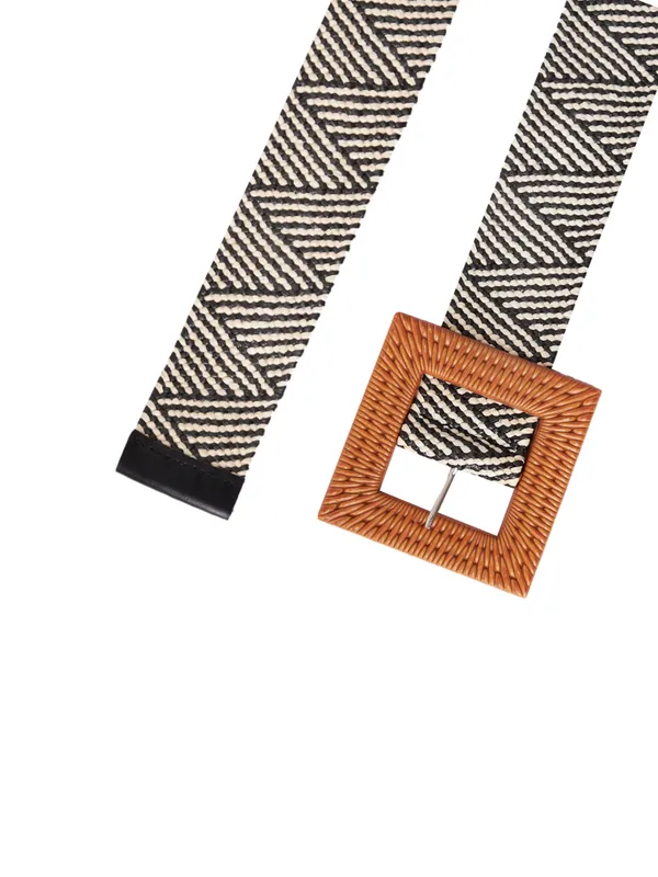 White_&_Brown_&_Black_Canvas_Belt_For_Women