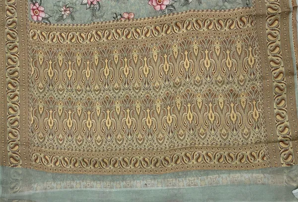 Humairah_Presents_Pure_Handloom_Pistachio_Chiffon_Floral_Digital_Print_Boota_with_Paisley_Copper_Zari_Border_and_Pistachio_Blouse