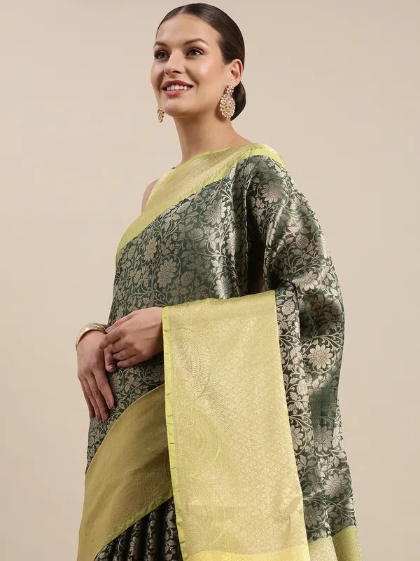 Green_Kanchi_Silk/Brocade_Banarasi_Sarees_For_Women