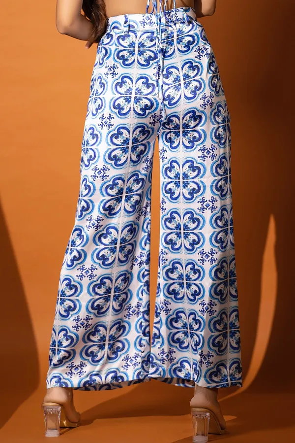 White_&_Blue_Printed_Flared_Trouser_For_Women