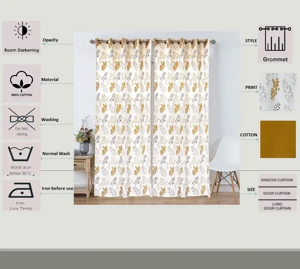 Pack_of_2_Cotton_Cyber_Mustard_Bloom_Bliss_Printed_Collection_Eyelet_Curtainfor_Window_and_Door