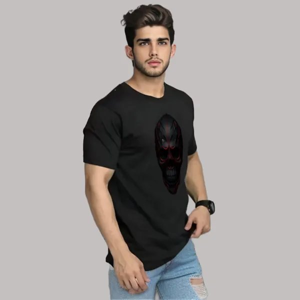 Black_Skull_Printed_Half_Sleeve_Cotton_T-Shirt_For_Men