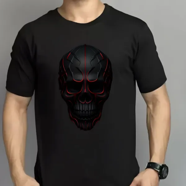 Black_Skull_Printed_Half_Sleeve_Cotton_T-Shirt_For_Men