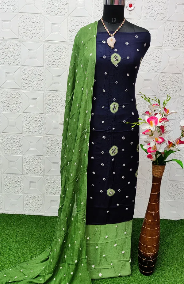 Radha_Pure_Rayon_Unstitched_Hand_Bandhej_Bandhani_Dress_Material_|_4.25_Meter_Top_&_Bottom_With_2_Meter_Dupatta