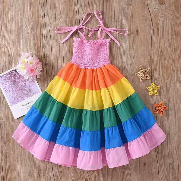 Multicolor_Rayon_Solid_Square_Neck_Dress_For_Girls