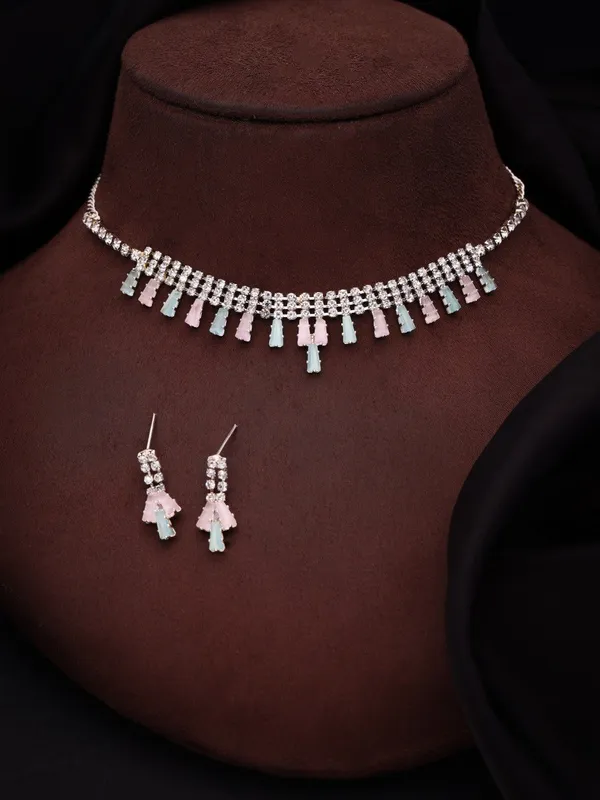 RAKHI_SPECIAL_GIFT_FOR_SISTER_-_SILVER_PLATED_AMERICAN_DIAMOND_STUDDED_NECKLACE_SET_FOR_WOMENS_&_GIRLS