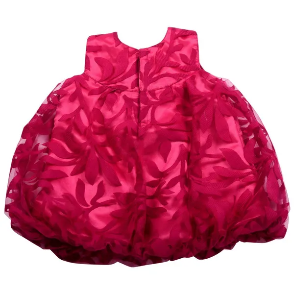 Pink_Floral_Pattern_Round_Neck_Dress_For_Girls