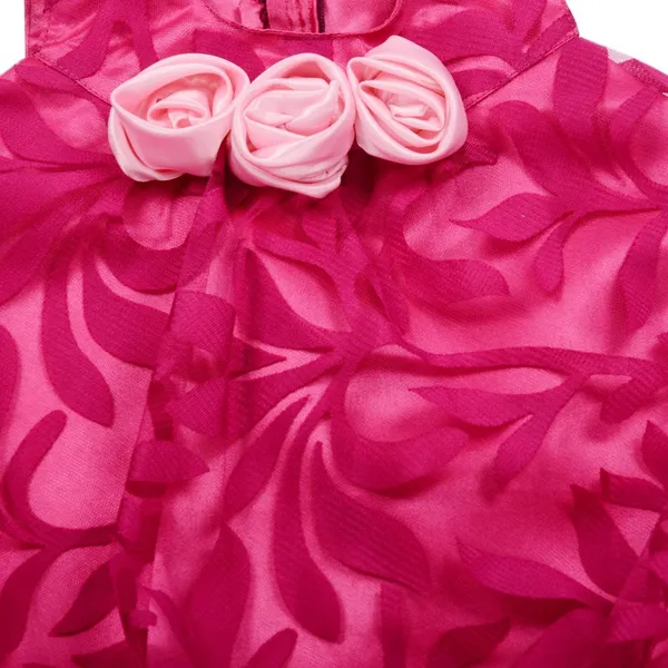 Pink_Floral_Pattern_Round_Neck_Dress_For_Girls
