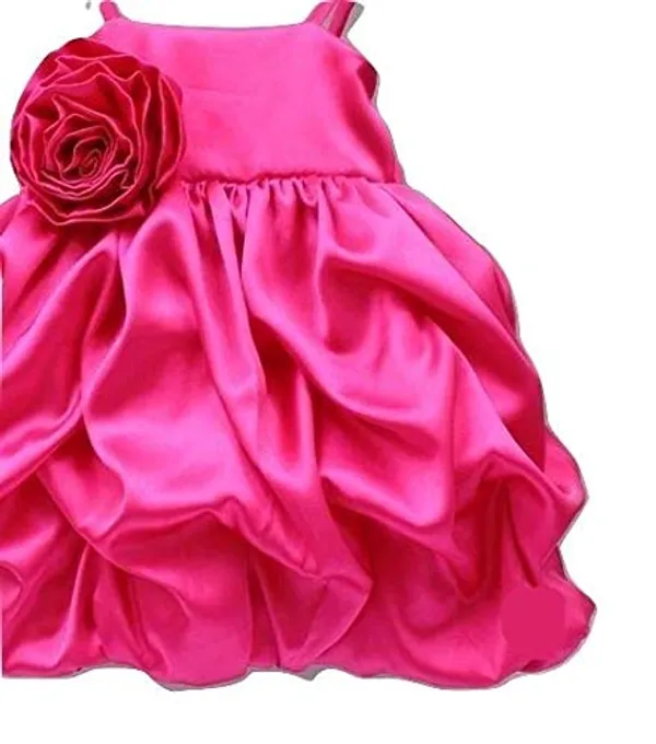 Magenta_Satin_Solid_Square_Neck_Dress_For_Girls