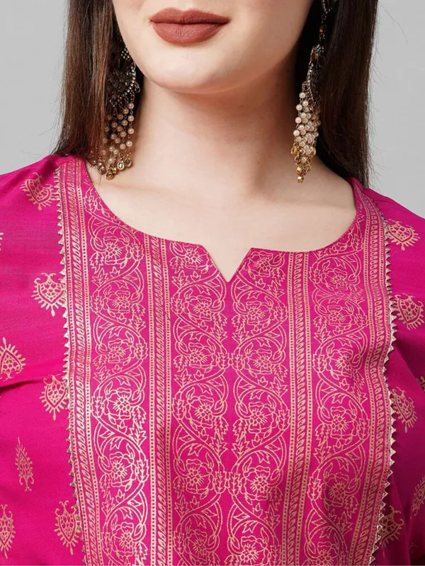 Rani_Pink_Cotton_Printed_Half_Sleeve_Kurti_Set