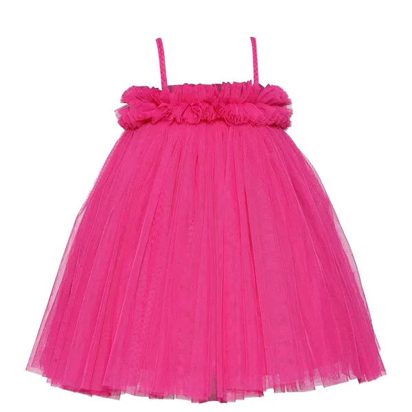 Magenta_Net_Floral_Pattern_Square_Neck_Dress_For_Girls