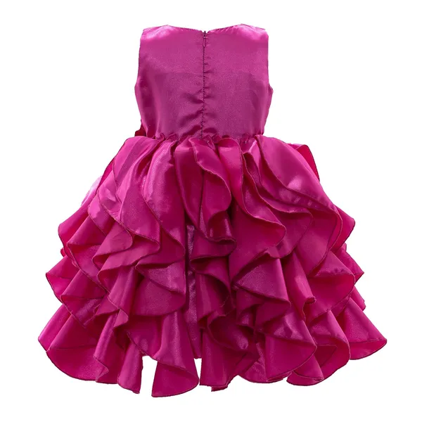 Magenta_Solid_Round_Neck_Dress_For_Girls