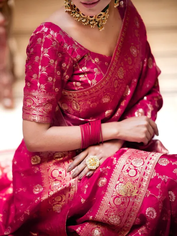 Rani_Pink_Soft_Banarasi_Silk_Saree_With_Blouse_Piece_For_Women