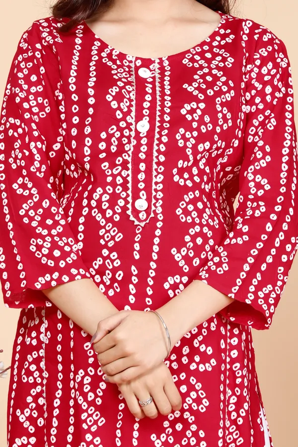 PregyFed_Bandhej_Printed_Maternity_Wear_Straight_Kurti_with_Gota_Detaling_and_Invisible_Zip_on_Both_Side