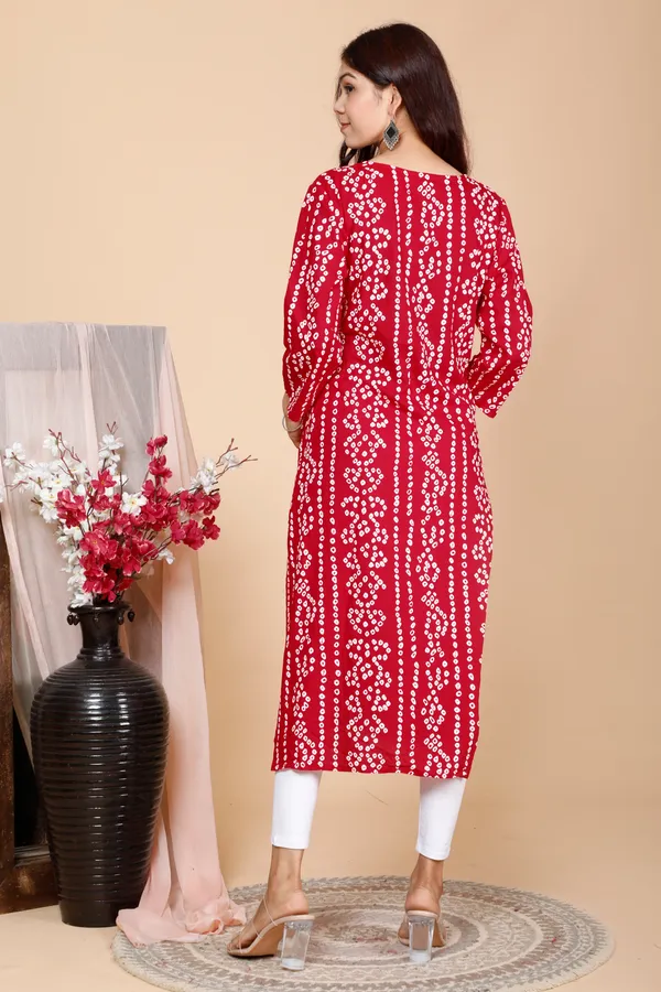 PregyFed_Bandhej_Printed_Maternity_Wear_Straight_Kurti_with_Gota_Detaling_and_Invisible_Zip_on_Both_Side