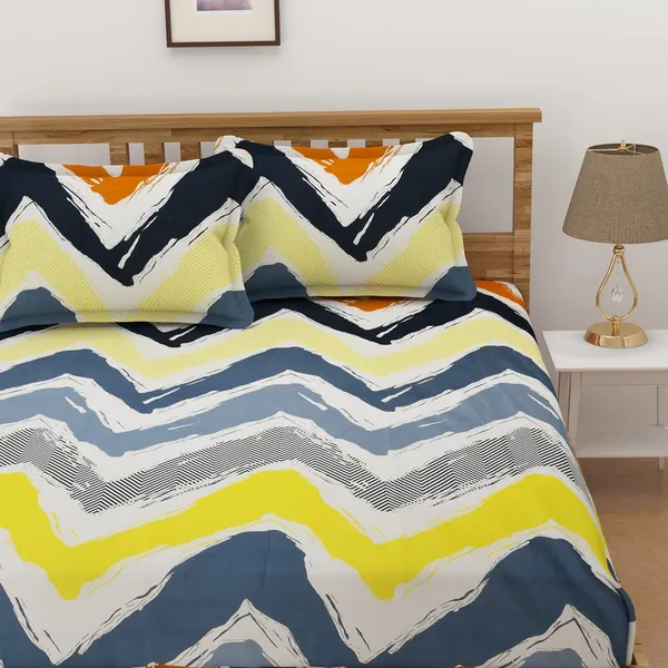220TC_Elastic_Fitted_100%_Cotton_Feel_Printed_King_Size_Double_Bed_Bedsheet_with_2_Pillow_Cover_(72"x78"_Upto_6"_Mattress)_Multi
