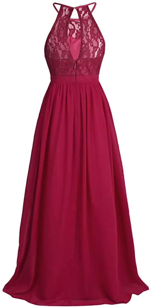 Red_Georgette_Lace_Work_Halter_Neck_Dress_For_Girls