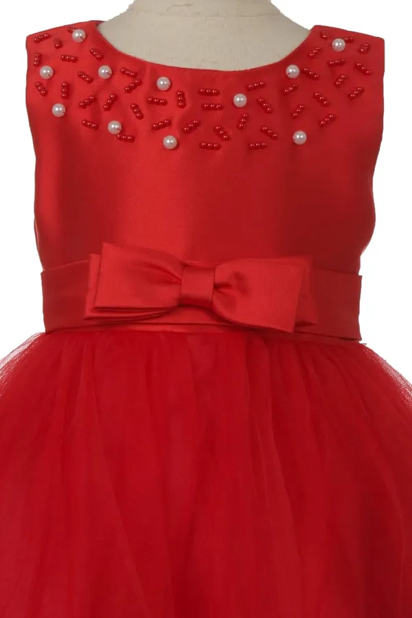 Red_Satin_Moti_Work_Round_Neck_Dress_For_Girls