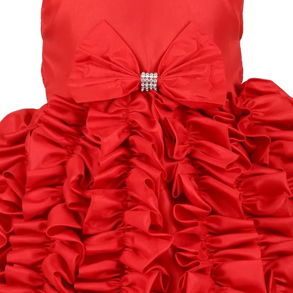 Red_Polysilk_Solid_Round_Neck_Dress_For_Girls