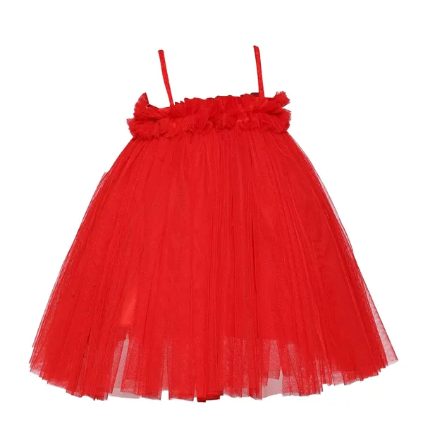 Red_Net_Floral_Pattern_Square_Neck_Tutu_Dress_For_Girls