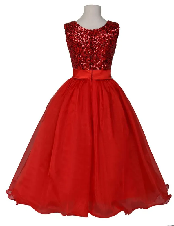 Red_Cotton_Sequined_Round_Neck_Dress_For_Girls