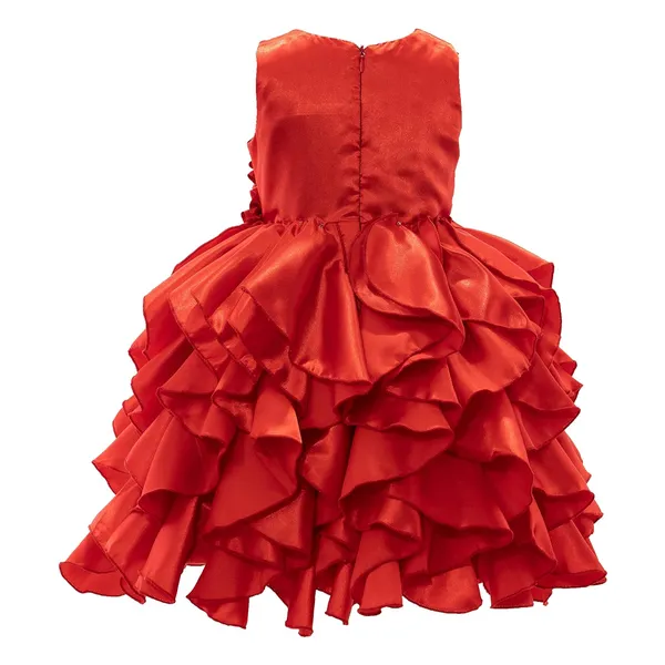 Red_Solid_Round_Neck_Dress_For_Girls