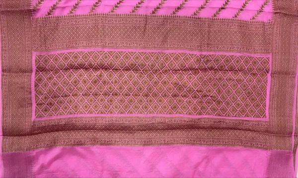 Humairah_Presents_Pure_Handwoven_Baby_Pink_Chiffon_Diagonal_Stripe_Copper_Zari_with_Banarasi_Zari_Border_Pallu_and_Baby_Pink_Blouse