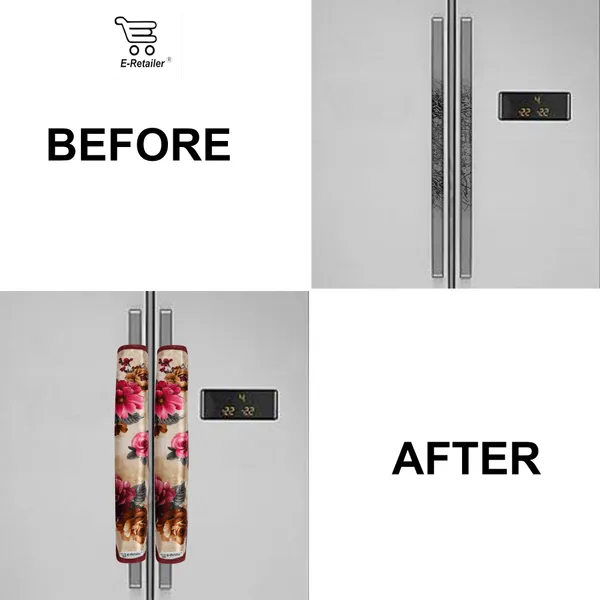 6_Pcs_Of_Cover_Appliance_Cover_Combo_Set_of_(1_Pc._Fridge_Top_Cover_+_2_Pcs._Fridge_Handle_Cover_+_6_Pcs._Fridge_Mat)