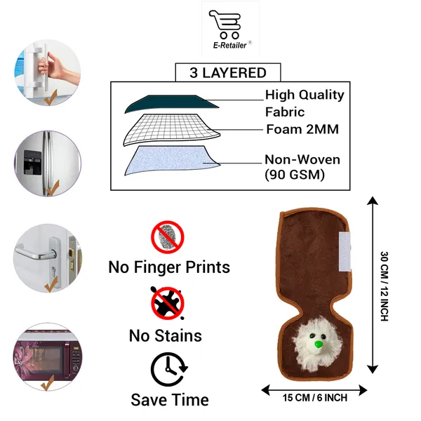 3-Layered_Refrigerator/Fridge_Handle_Cover_Set_of_2_Pcs._With_Velcro_Closure_(Material-Velvet,_Color-Brown,_Size-12_x6_Inches)