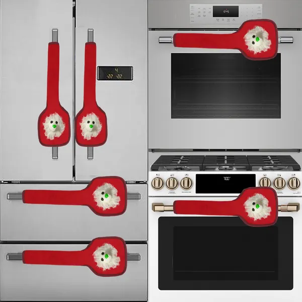 3-Layered_Refrigerator/Fridge_Handle_Cover_Set_of_2_Pcs._With_Velcro_Closure_(Material-Velvet,_Color-Red,_Size-12_x6_Inches)