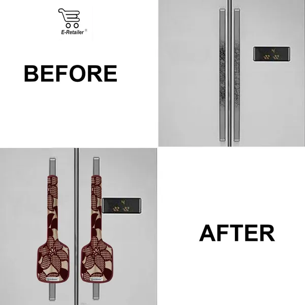 3-Layered_Refrigerator/Fridge_Handle_Cover_Set_of_2_Pcs._With_Velcro_Closure_(Material-Velvet,_Color-Maroon,_Size-14x6_Inches)