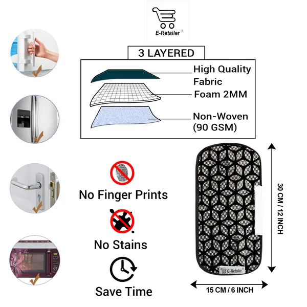 3-Layered_Refrigerator/Fridge_Handle_Cover_Set_of_2_Pcs._With_Velcro_Closure_(Material-Velvet,_Color-Black,_Size-12_x6_Inches)