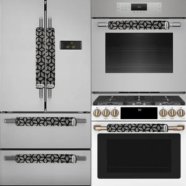 3-Layered_Refrigerator/Fridge_Handle_Cover_Set_of_2_Pcs._With_Velcro_Closure_(Material-Velvet,_Color-Black,_Size-12_x6_Inches)