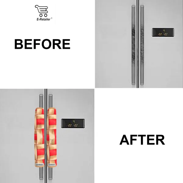 6_Pcs_Of_Cover_Appliances_Cover_Combo_Set_of_(1_Pc._Fridge_Top_Cover_+_2_Pcs._Fridge_Handle_Cover_+_6_Pcs._Fridge_Mat_+_1_Pc._Wall_Hanging_Storage_Organizer)