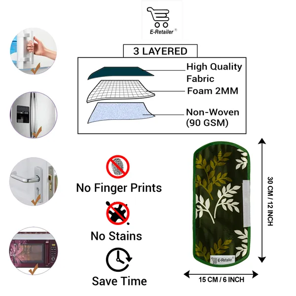 3-Layered_Refrigerator/Fridge_Handle_Cover_Set_of_2_Pcs._With_Velcro_Closure_(Material-Polyester,_Color-Green,_Size-12_x6_Inches)
