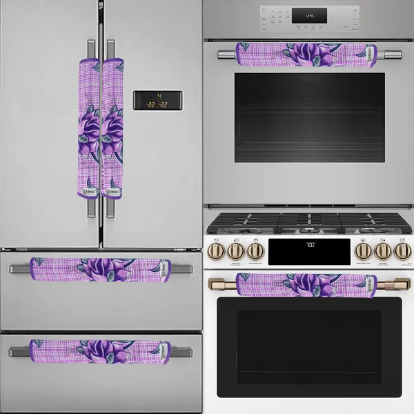 3-Layered_Refrigerator/Fridge_Handle_Cover_Set_of_2_Pcs._With_Velcro_Closure_(Material-Polyester,_Color-Purple,_Size-12_x6_Inches)