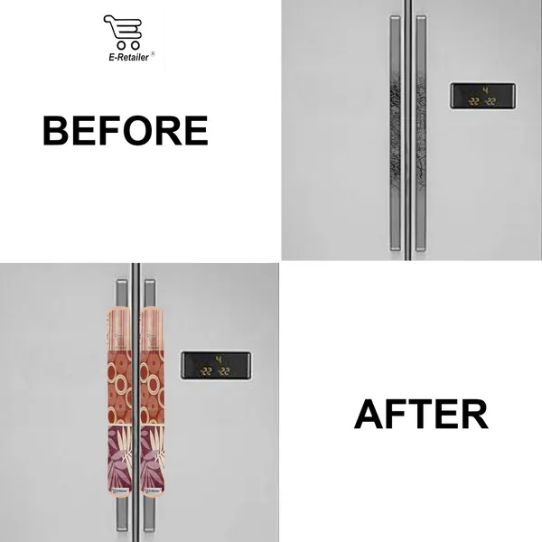 3-Layered_Refrigerator/Fridge_Handle_Cover_Set_of_2_Pcs.__With_Velcro_Closure_(Material-PVC,_Color-Maroon,_Size-12_x6_Inches)