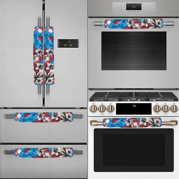 3-Layered_Refrigerator/Fridge_Handle_Cover_Set_of_2_Pcs.__With_Velcro_Closure_(Material-PVC,_Color-Blue,_Size-12_x6_Inches)