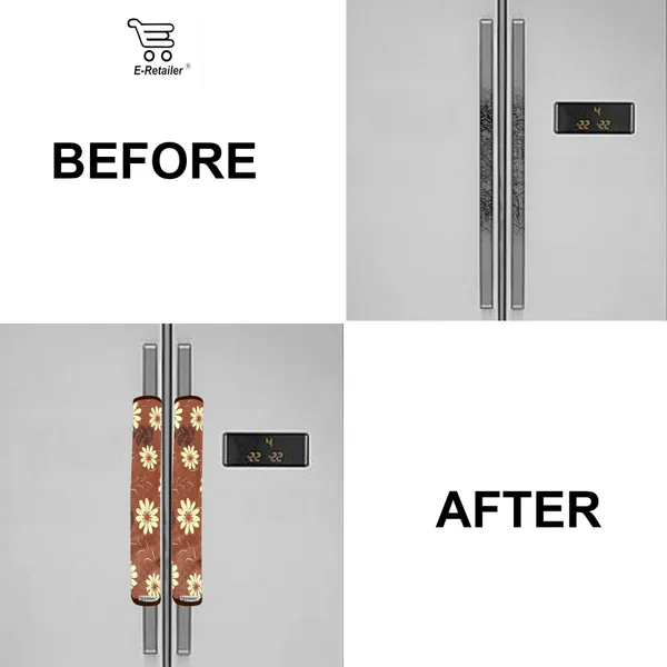 3-Layered_Refrigerator/Fridge_Handle_Cover_Set_of_2_Pcs.__With_Velcro_Closure_(Material-PVC,_Color-Brown,_Size-12_x6_Inches)