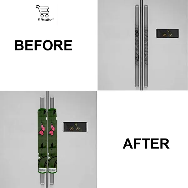 3-Layered_Refrigerator/Fridge_Handle_Cover_Set_of_2_Pcs.__With_Velcro_Closure_(Material-PVC,_Color-Green,_Size-12_x6_Inches)