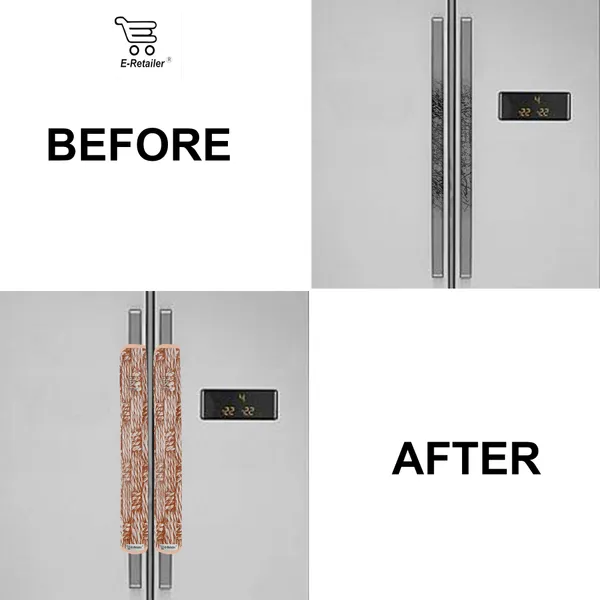 3-Layered_Refrigerator/Fridge_Handle_Cover_Set_of_2_Pcs.__With_Velcro_Closure_(Material-PVC,_Color-Brown,_Size-12_x6_Inches)
