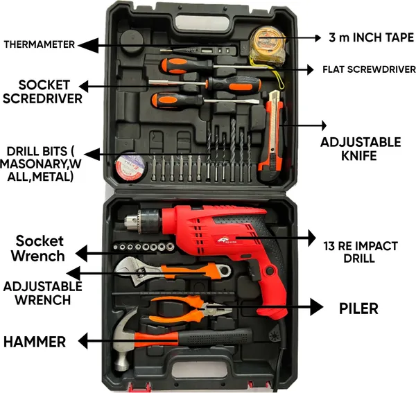 13_Re_Impact_Drill_Redhorse_Tool_Kits_(_33Pcs_)_710_Watt_Pistol_Grip_Drill_(13_Mm_Chuck_Size)