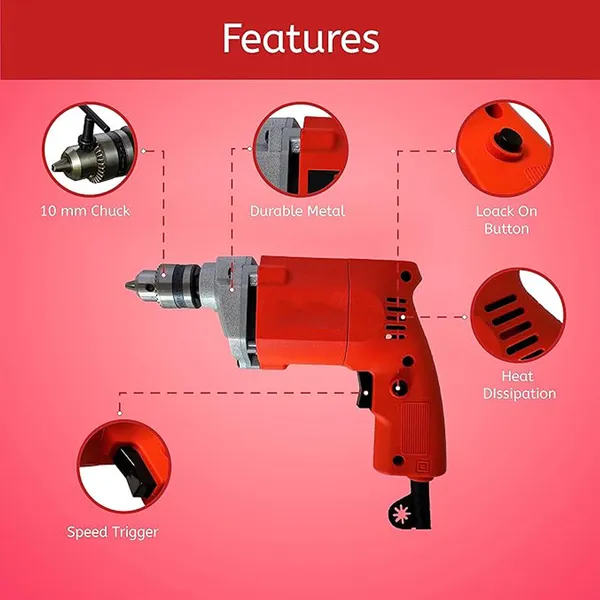 Atc1126_Electric_Drill,_Multipurpose_Uses_For_Wood,Metal_&_Concrete_Work_Atc1126_Power_Electric_10Mm_Drill_450W,Copper_Armature,2800Rpm,Heavy_Duty_Hammer_Drill_(10_Mm_Chuck_Size,_450_W)