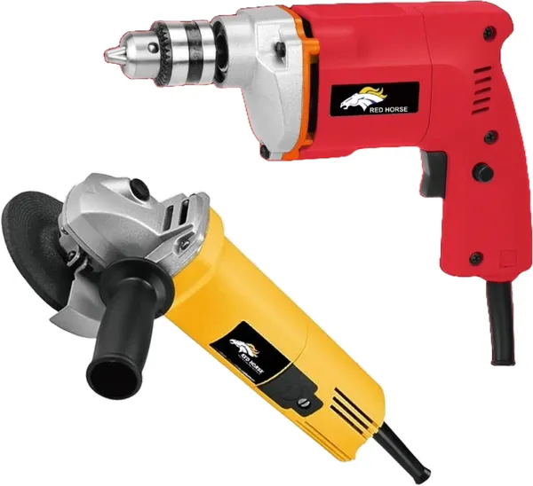 4Inch_Angle_Grinder_With_10Mm_Drill_Machine_With_5Pcs_Drill_Bits_With_3_Blade_Rotary_Hammer_Drill_(10_Mm_Chuck_Size,_650_W)