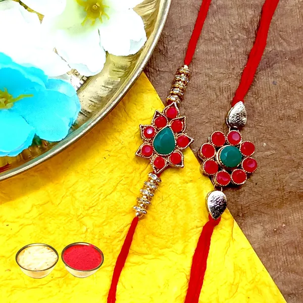Dhivara_Set_Of_2_Designer_Bhaiya_Rakhi_With_Roli_Chawal