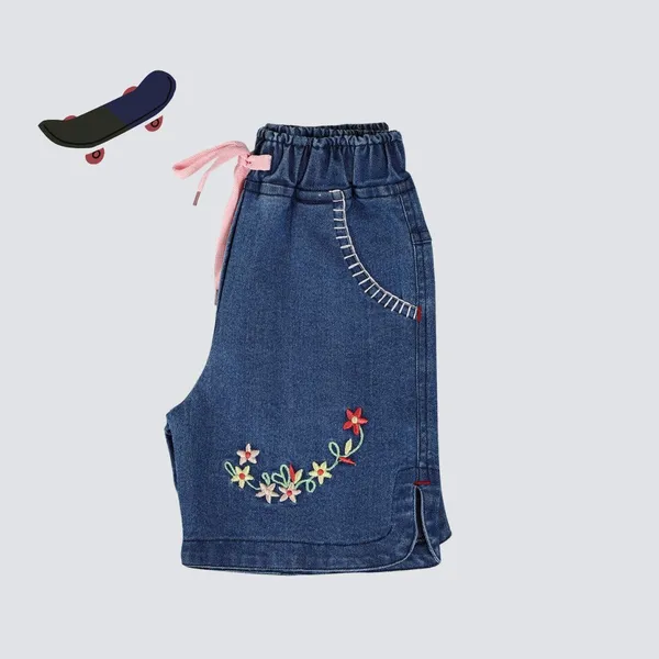Blue_Short_For_Girl_Casual_Embriodered_Denim-Pack_Of_1