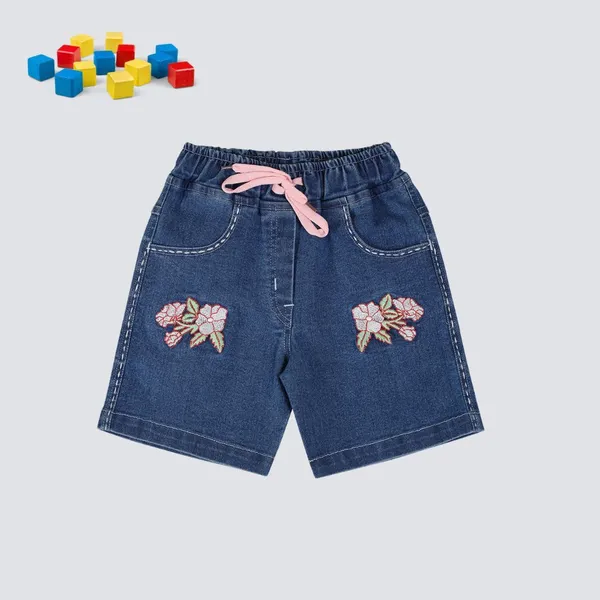 Blue_Short_For_Girl_Casual_Embriodered_Denim-Pack_Of_1