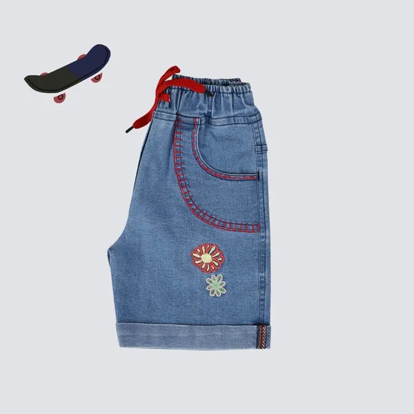 Blue_Short_For_Girl_Casual_Embriodered_Denim-Pack_Of_1